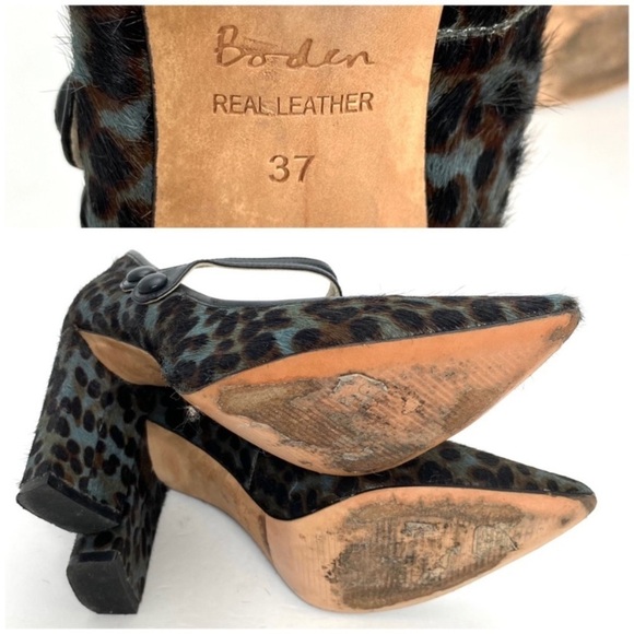BODEN Calf Hair Leopard Block Heel Pumps in Gray Size 6 (37) - Picture 11 of 11